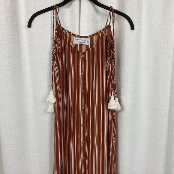 Anthropologie x Faithfull The Brand Brown Stripe Arietta Slip Maxi Dress Sz.L - Picture 8 of 16